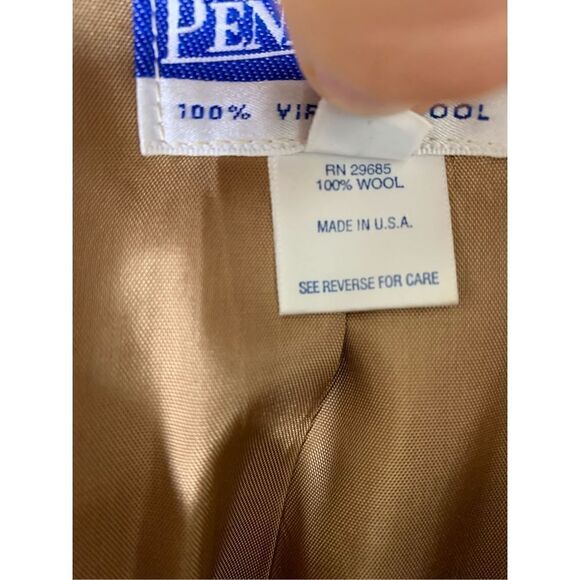 Vintage 90s Pendleton 100% wool pea coat camel size 12 - Picture 4 of 7